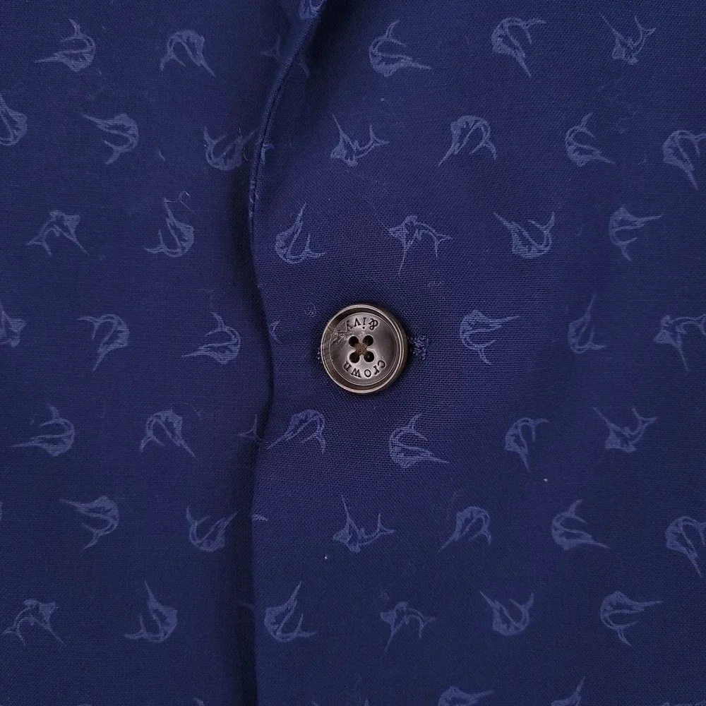 Crown & Ivy Blazer Mens 42R Blue Marlin Fish Pattern Sport Coat Jacket Nautical